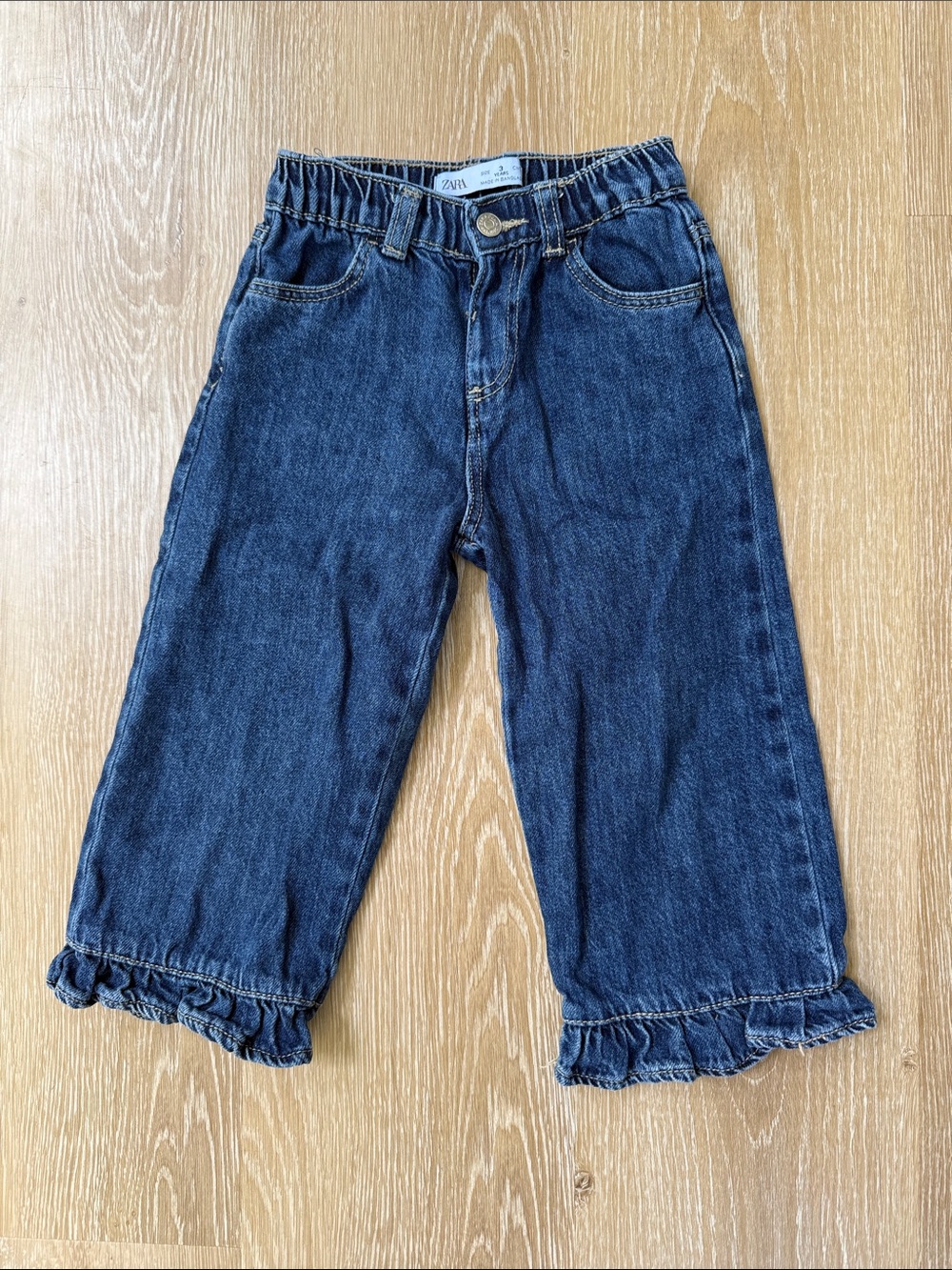 Zara Kids Ruffle-Hem Denim Pants 3 Years